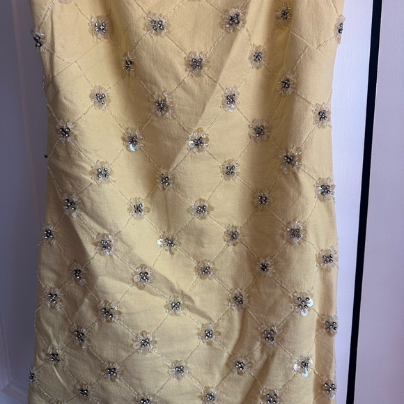 Tanya Taylor Yellow Embellished Mini Dress - Picture 2 of 3